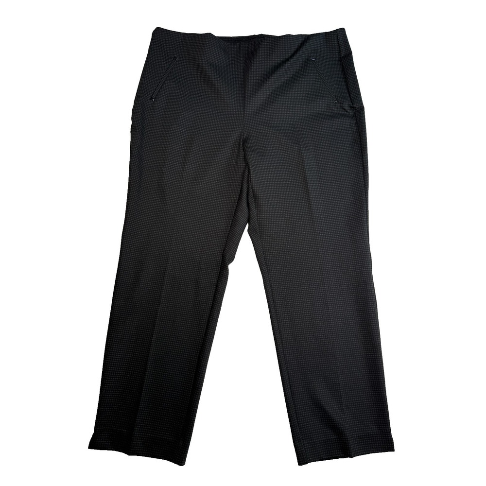Chicos Womens Pants Size 4R US 20R Black Gray Check Career Slacks